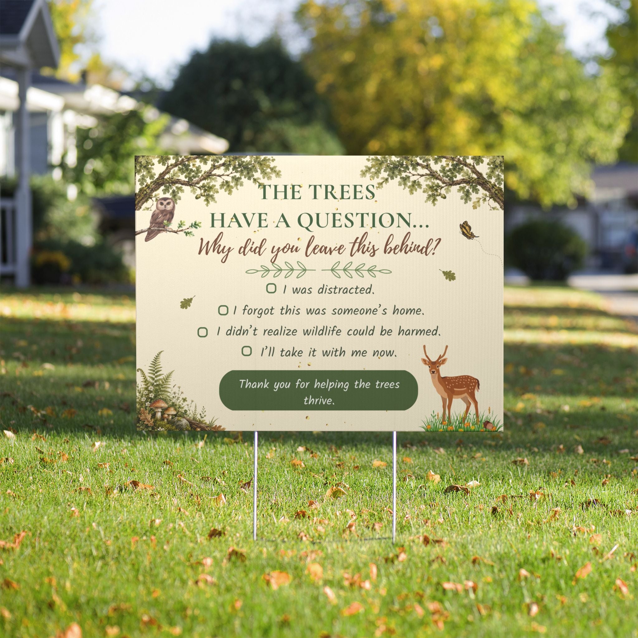 The Trees Have a Question Double-Sided Yard Sign | Whispers of the Trees