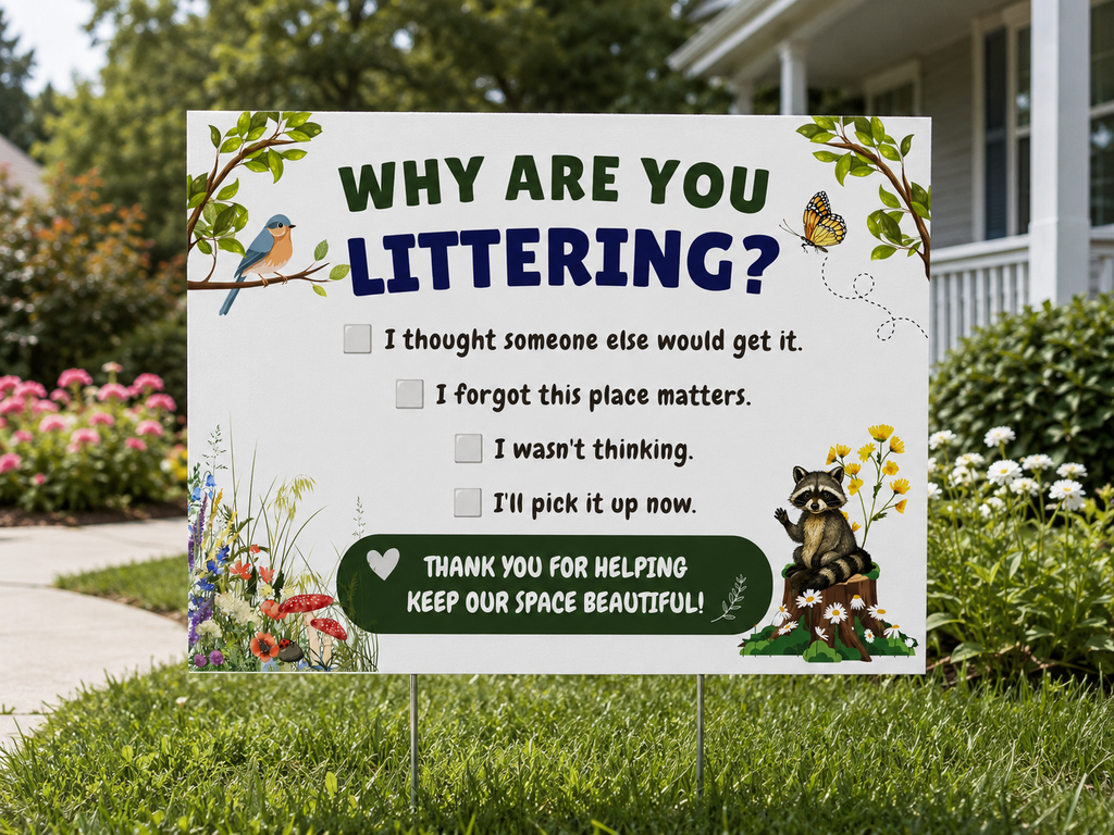 Why Are You Littering? Double-Sided Yard Sign