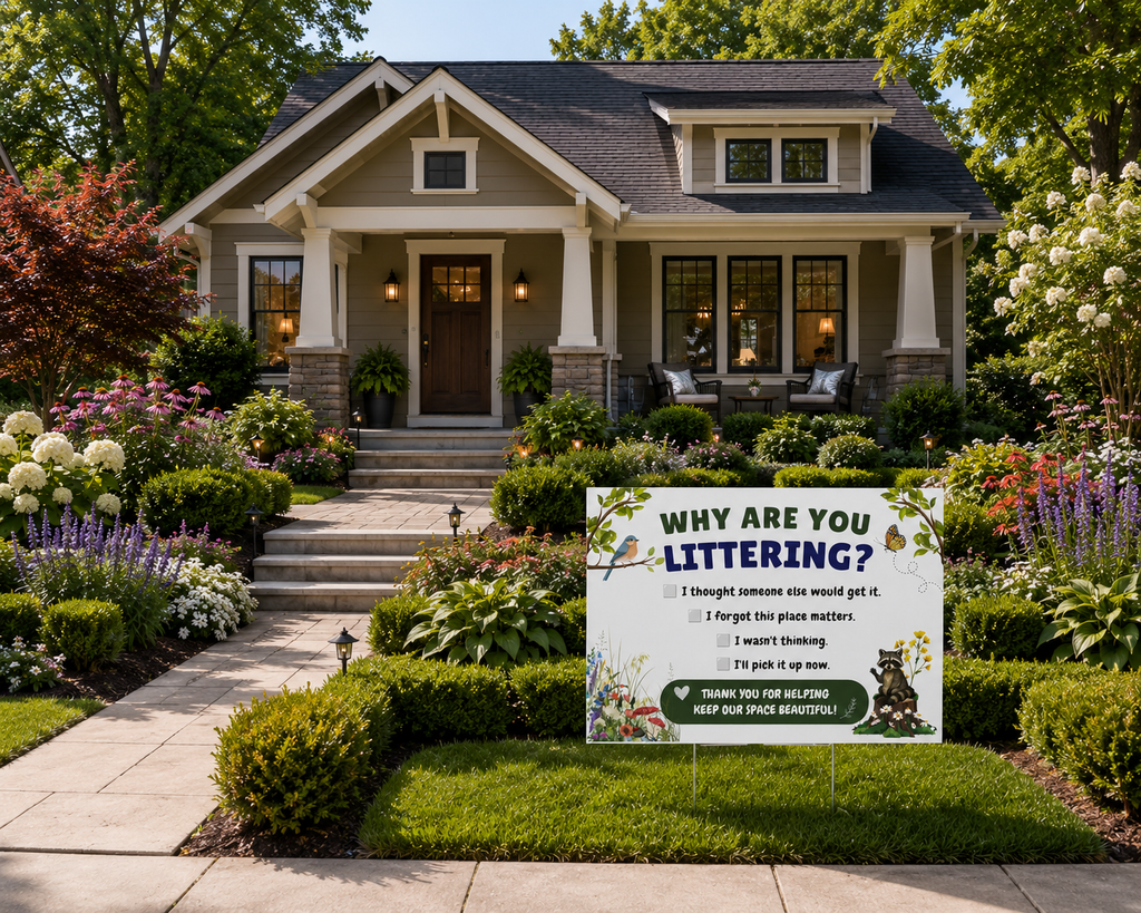 Why Are You Littering? Double-Sided Yard Sign